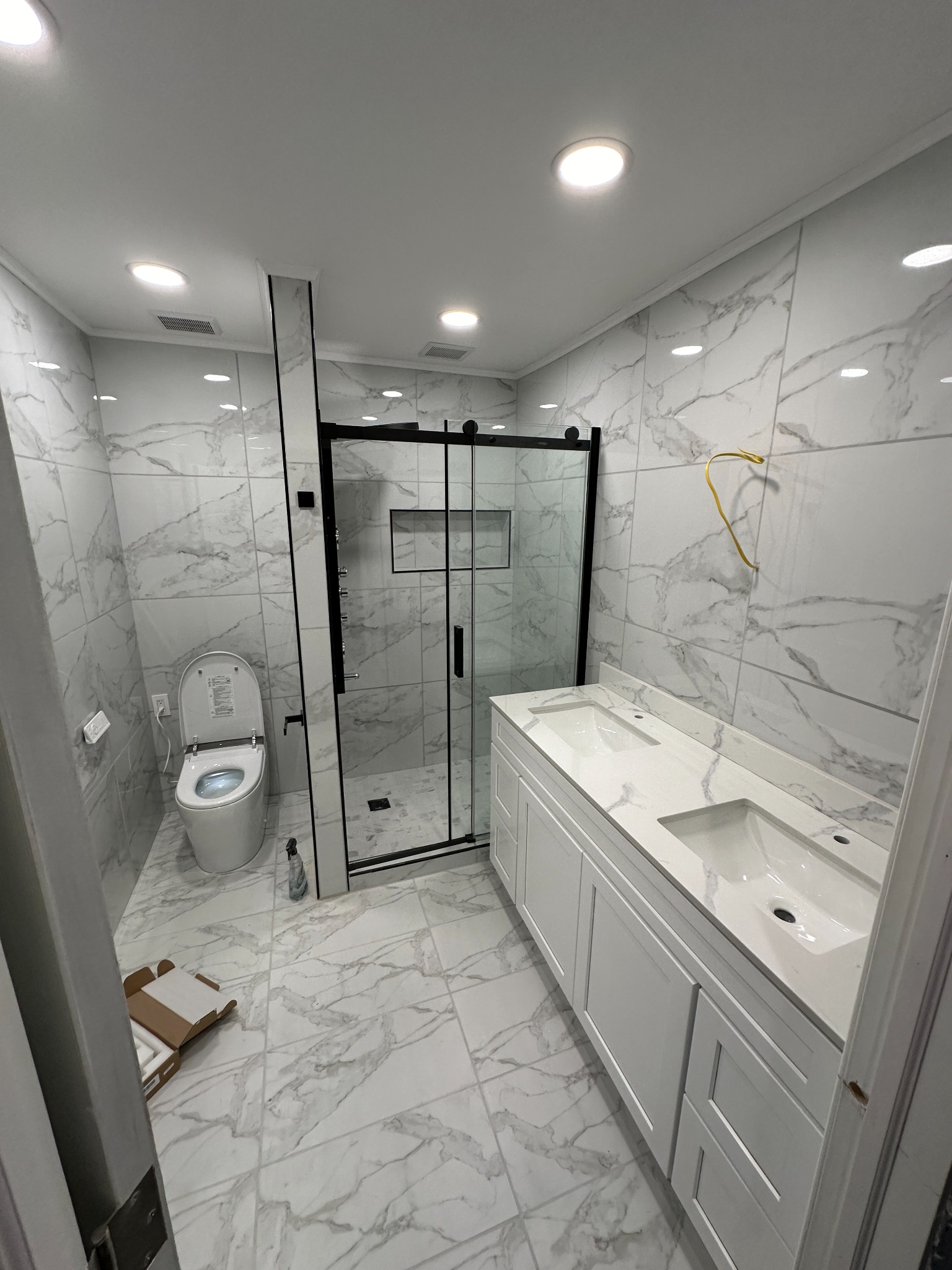 Tiled shower bathroom remodel